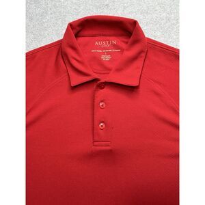 Austin Golf Shirt Adult‎ Large Red Performance Stretch Rugby Preppy Casual Mens